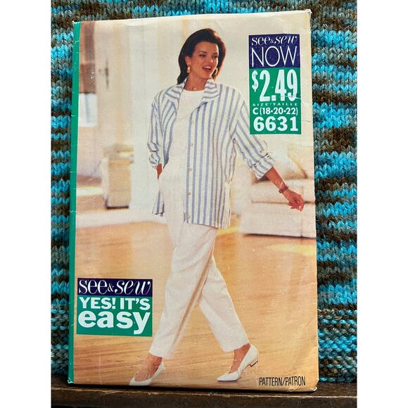 Butterick Sewing pattern 6631 suit blazer top pants size 18 20 22 - Picture 1 of 7